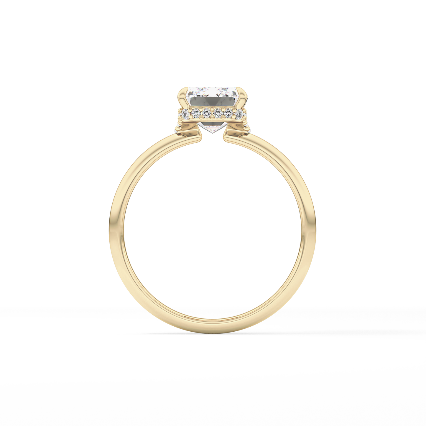 Emerald Hidden Halo Lab Grown Diamond Engagement Ring