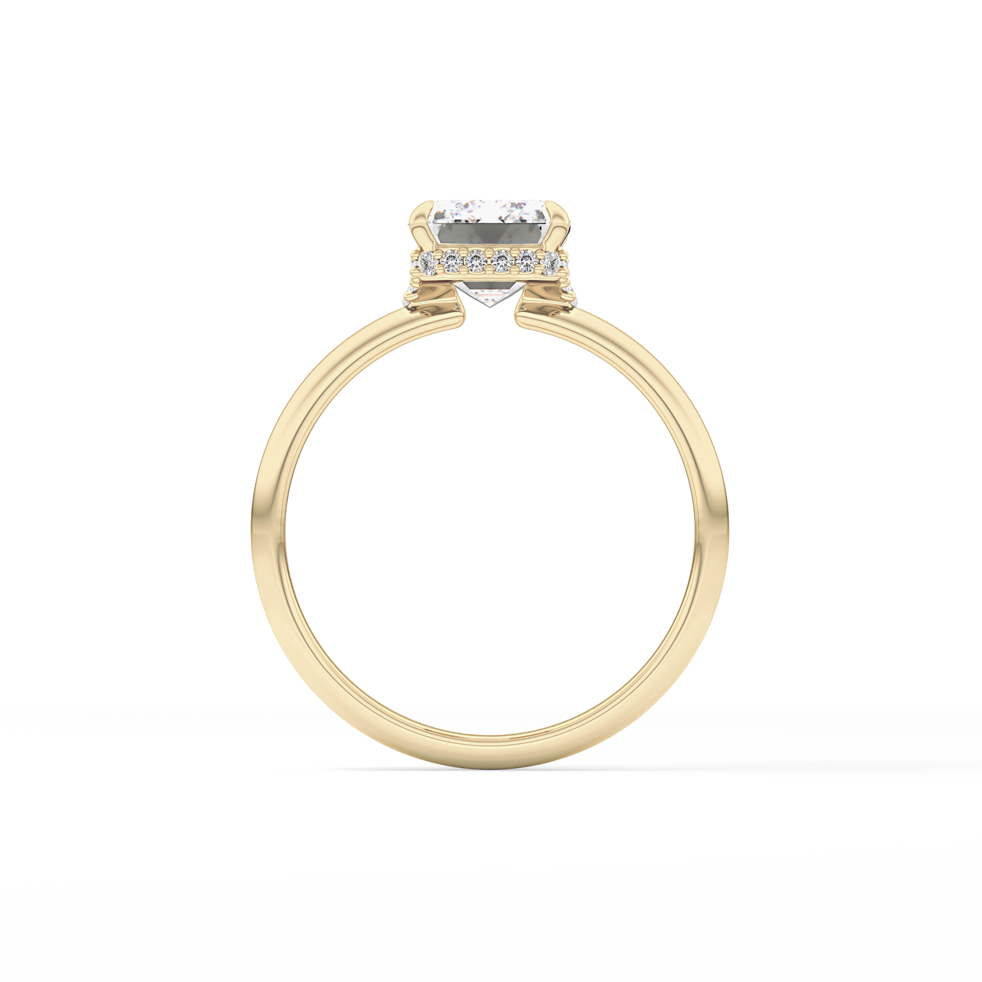 Emerald Hidden Halo Lab Grown Diamond Engagement Ring