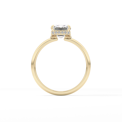 Emerald Hidden Halo Lab Grown Diamond Engagement Ring