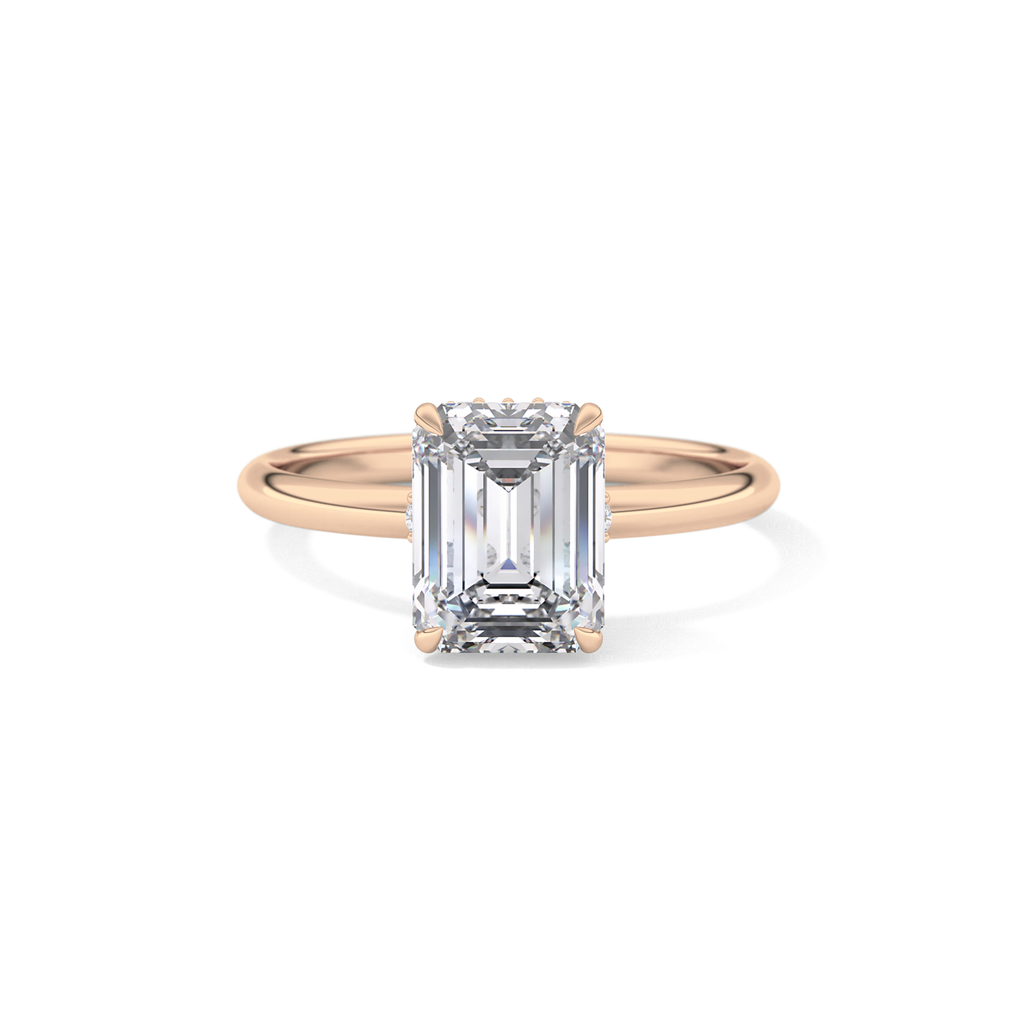 Emerald Hidden Halo Lab Grown Diamond Engagement Ring
