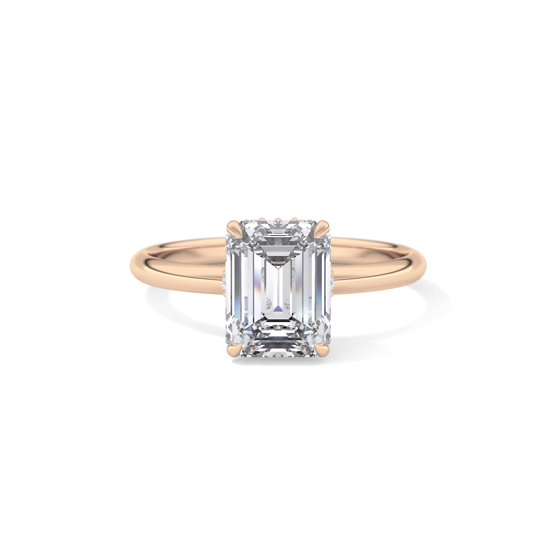Emerald Hidden Halo Lab Grown Diamond Engagement Ring