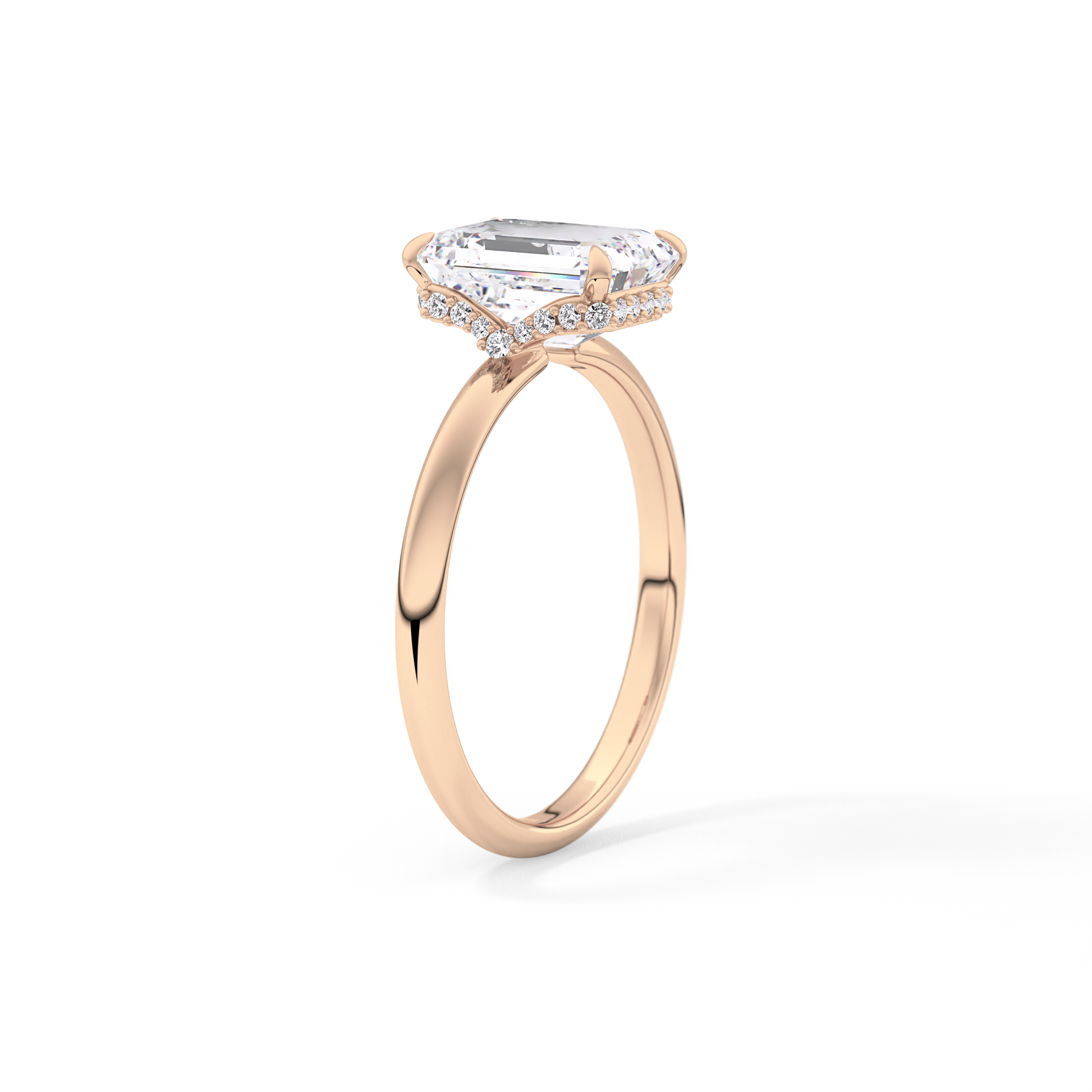Emerald Hidden Halo Lab Grown Diamond Engagement Ring