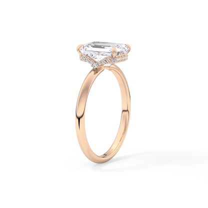 Emerald Hidden Halo Lab Grown Diamond Engagement Ring
