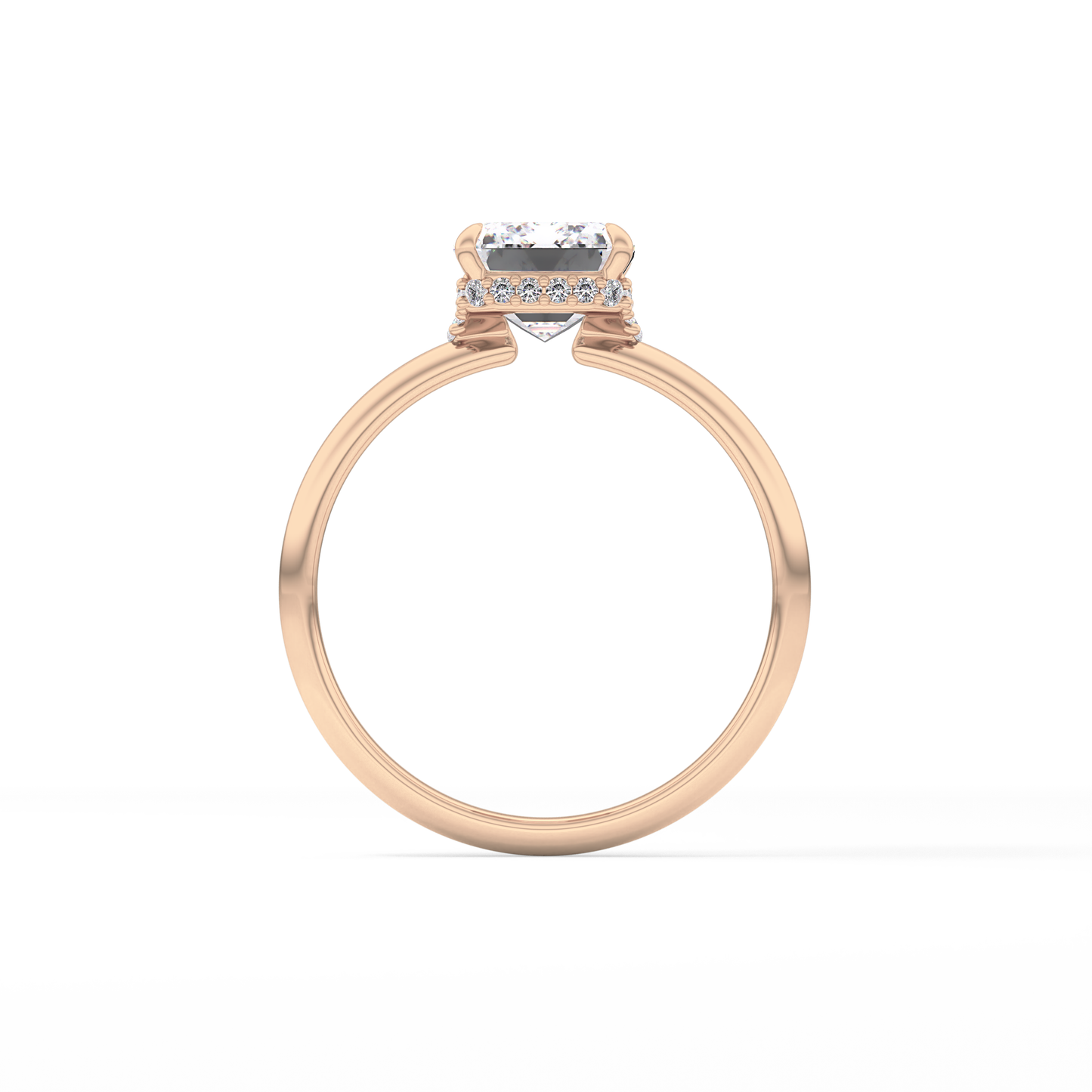 Emerald Hidden Halo Lab Grown Diamond Engagement Ring