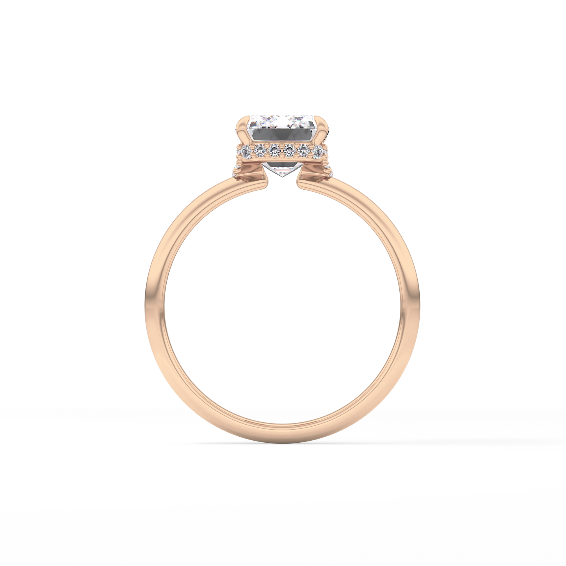 Emerald Hidden Halo Lab Grown Diamond Engagement Ring