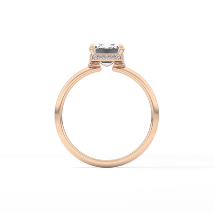 Emerald Hidden Halo Lab Grown Diamond Engagement Ring
