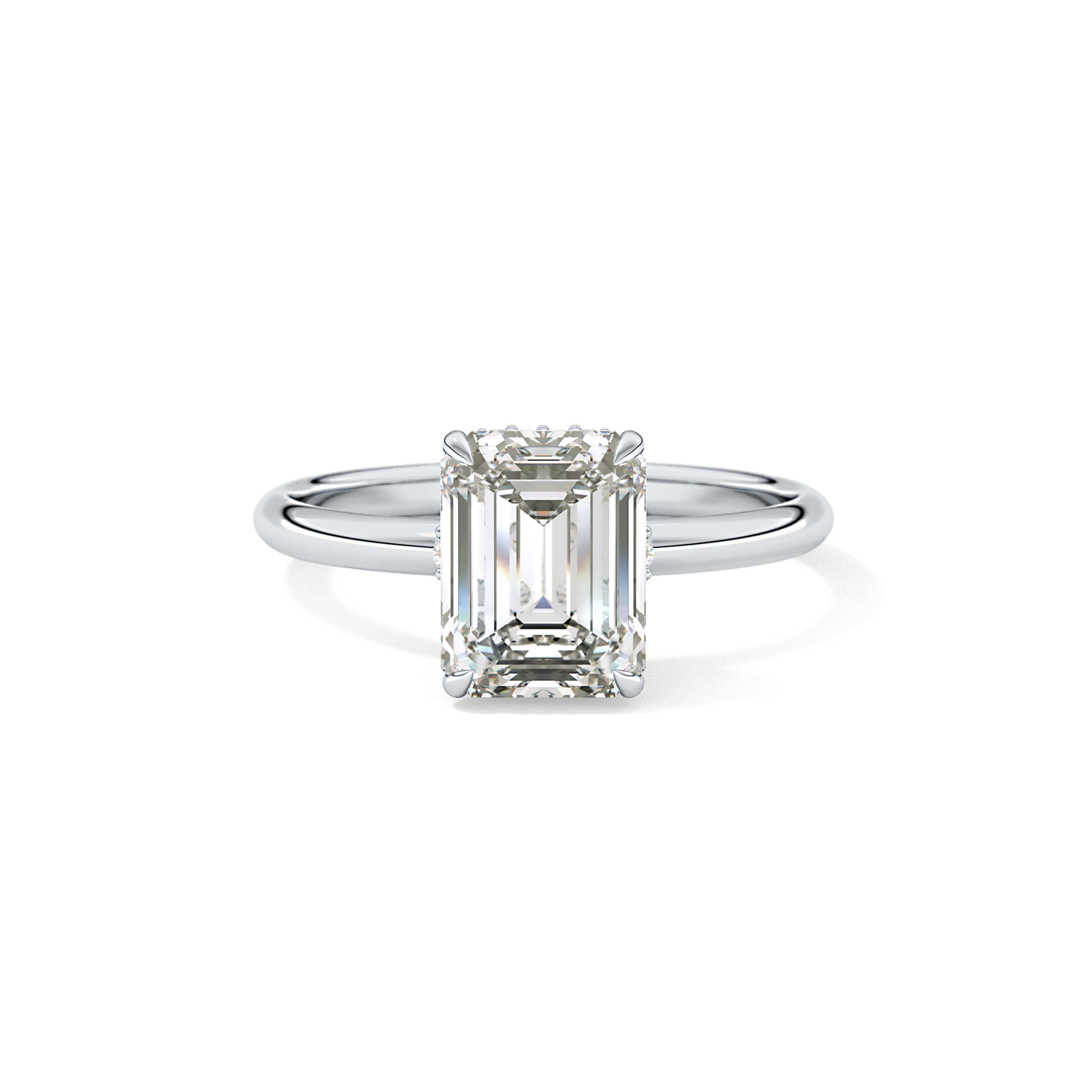 Emerald Hidden Halo Lab Grown Diamond Engagement Ring