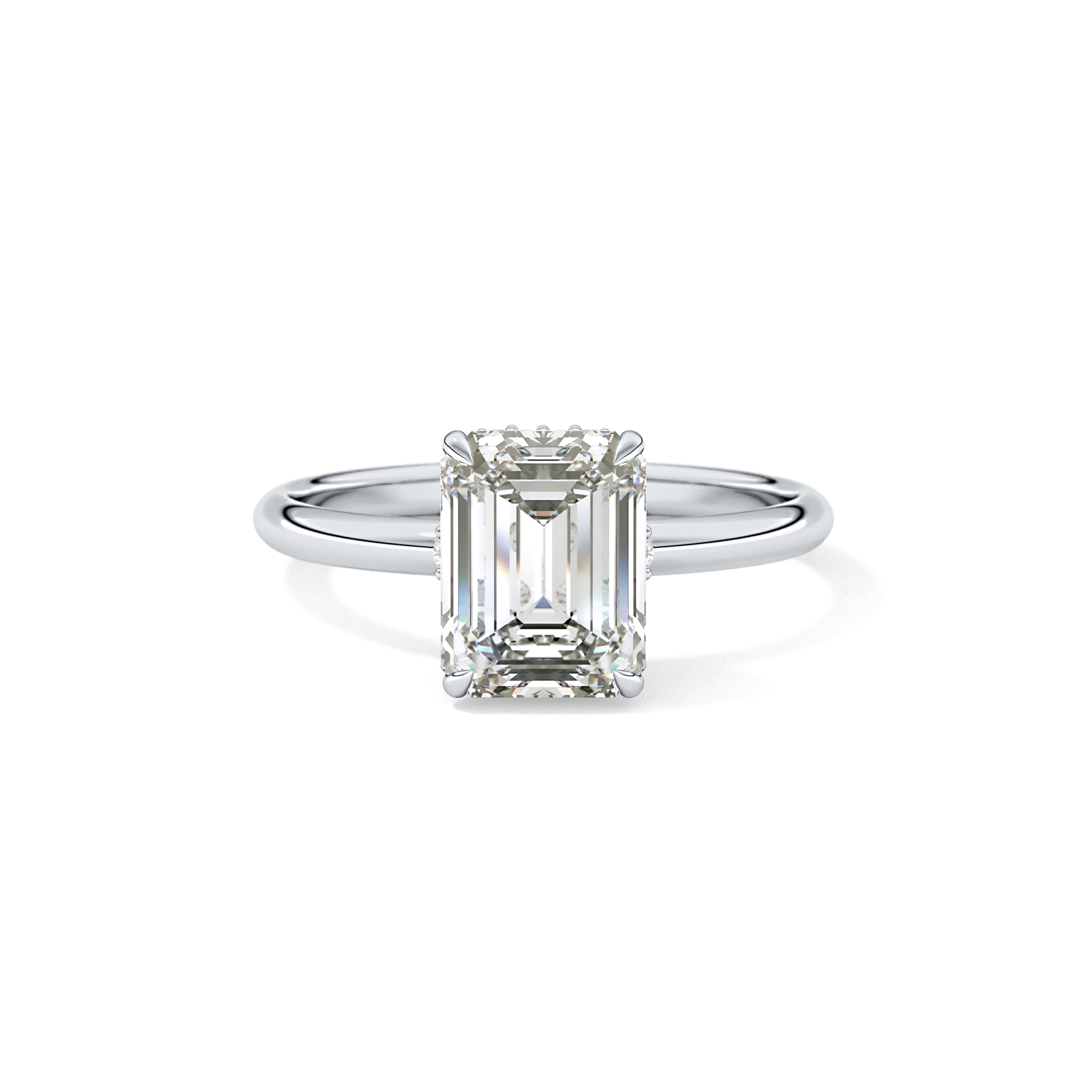 Emerald Hidden Halo Lab Grown Diamond Engagement Ring