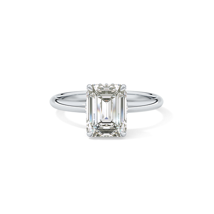 Emerald Hidden Halo Lab Grown Diamond Engagement Ring