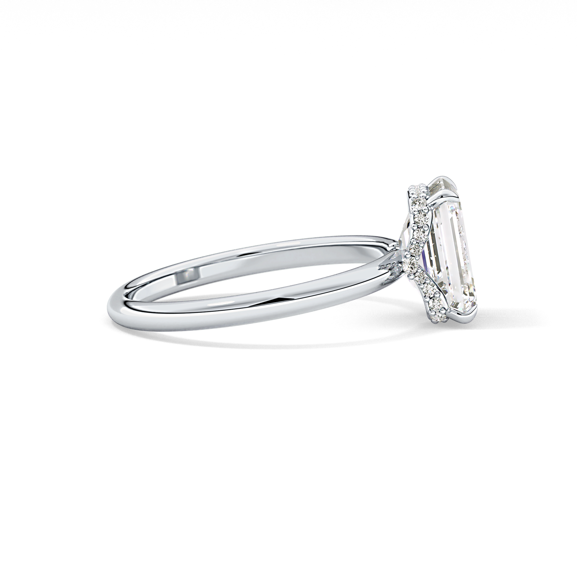 Emerald Hidden Halo Lab Grown Diamond Engagement Ring