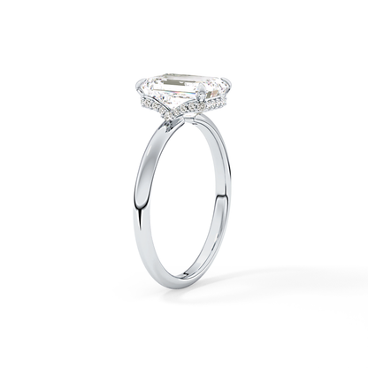 Emerald Hidden Halo Lab Grown Diamond Engagement Ring
