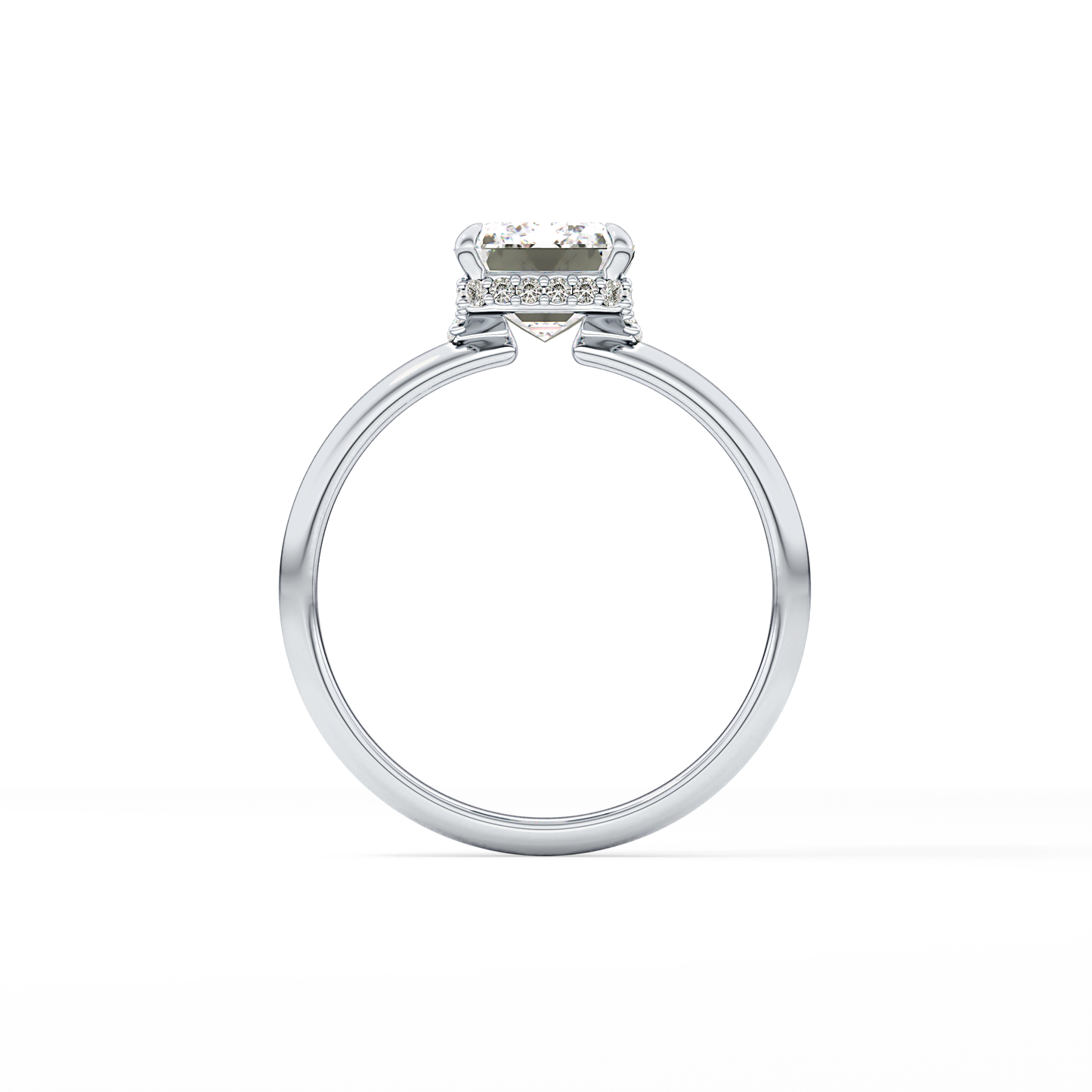 Emerald Hidden Halo Lab Grown Diamond Engagement Ring