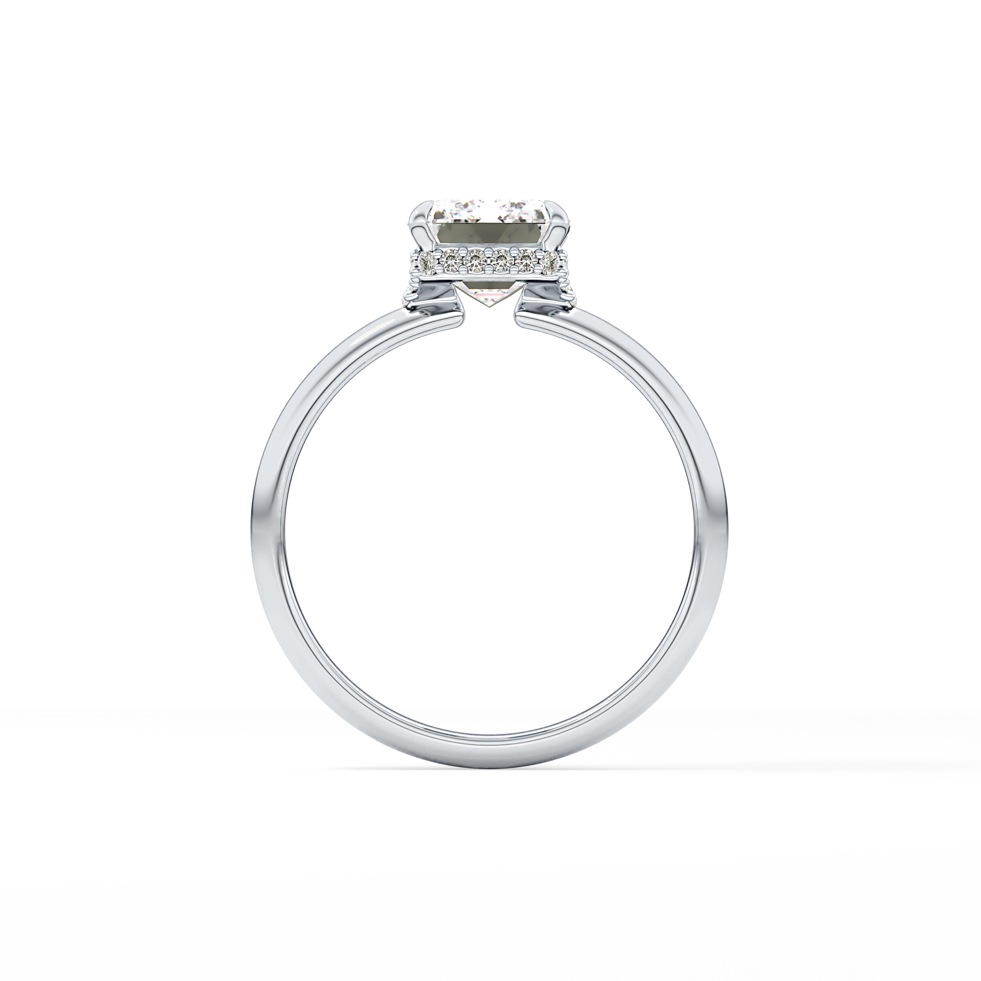 Emerald Hidden Halo Lab Grown Diamond Engagement Ring