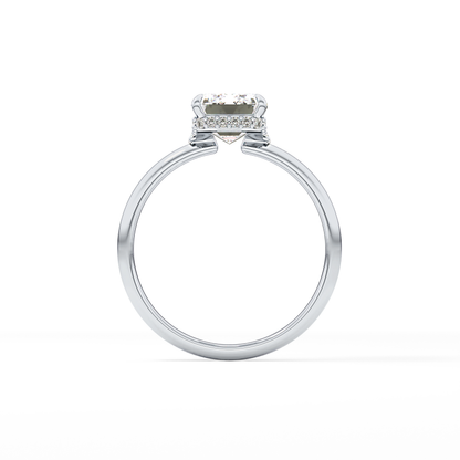 Emerald Hidden Halo Lab Grown Diamond Engagement Ring