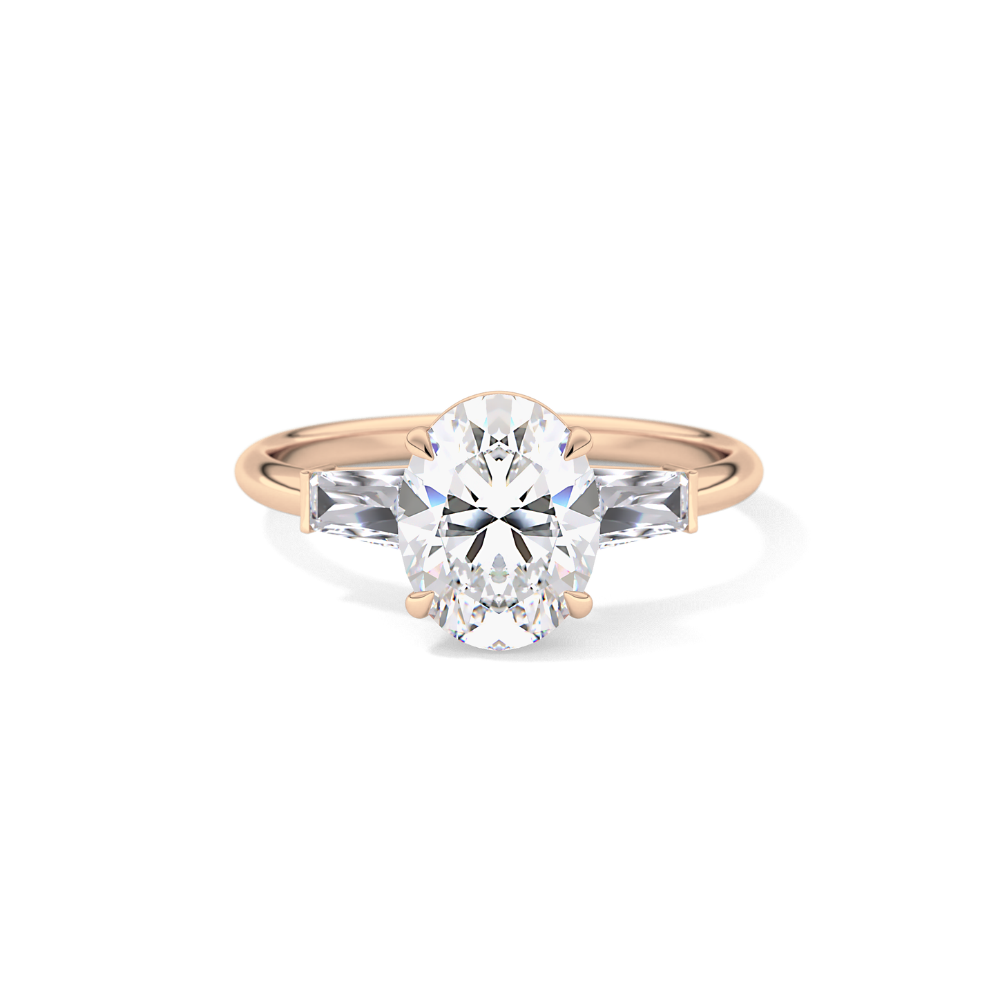Oval Three Stone Lab Grown Diamond Engagement Ring
