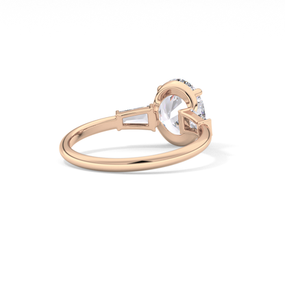 Oval Three Stone Lab Grown Diamond Engagement Ring