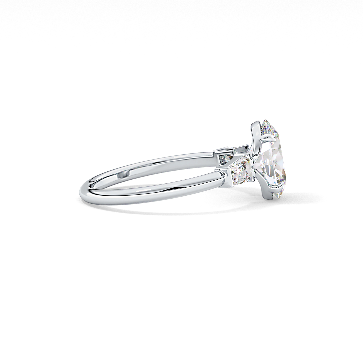 Oval Three Stone Lab Grown Diamond Engagement Ring