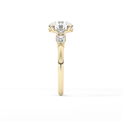 Round Three Stone Lab Grown Diamond Engagement Ring