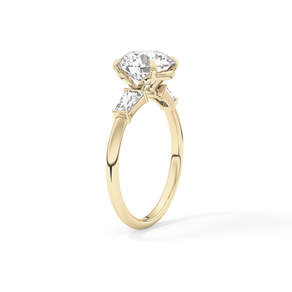 Round Three Stone Lab Grown Diamond Engagement Ring