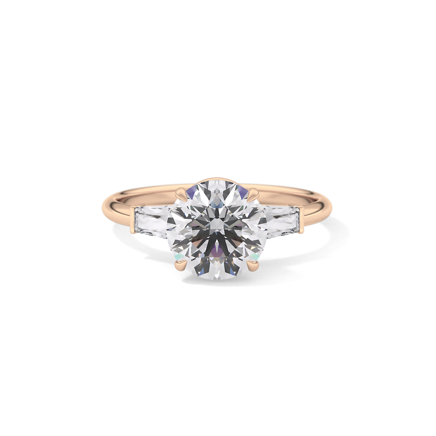 Round Three Stone Lab Grown Diamond Engagement Ring