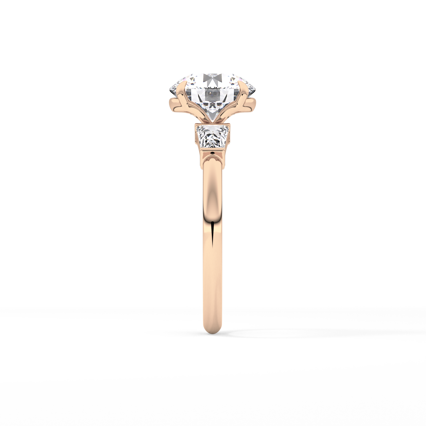 Round Three Stone Lab Grown Diamond Engagement Ring