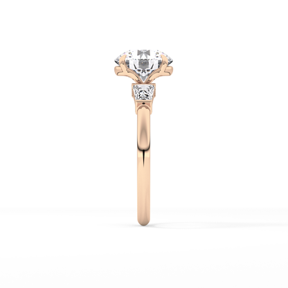 Round Three Stone Lab Grown Diamond Engagement Ring