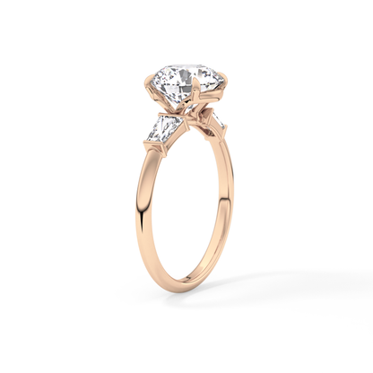 Round Three Stone Lab Grown Diamond Engagement Ring
