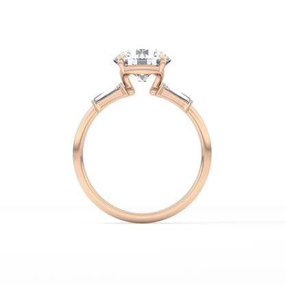 Round Three Stone Lab Grown Diamond Engagement Ring