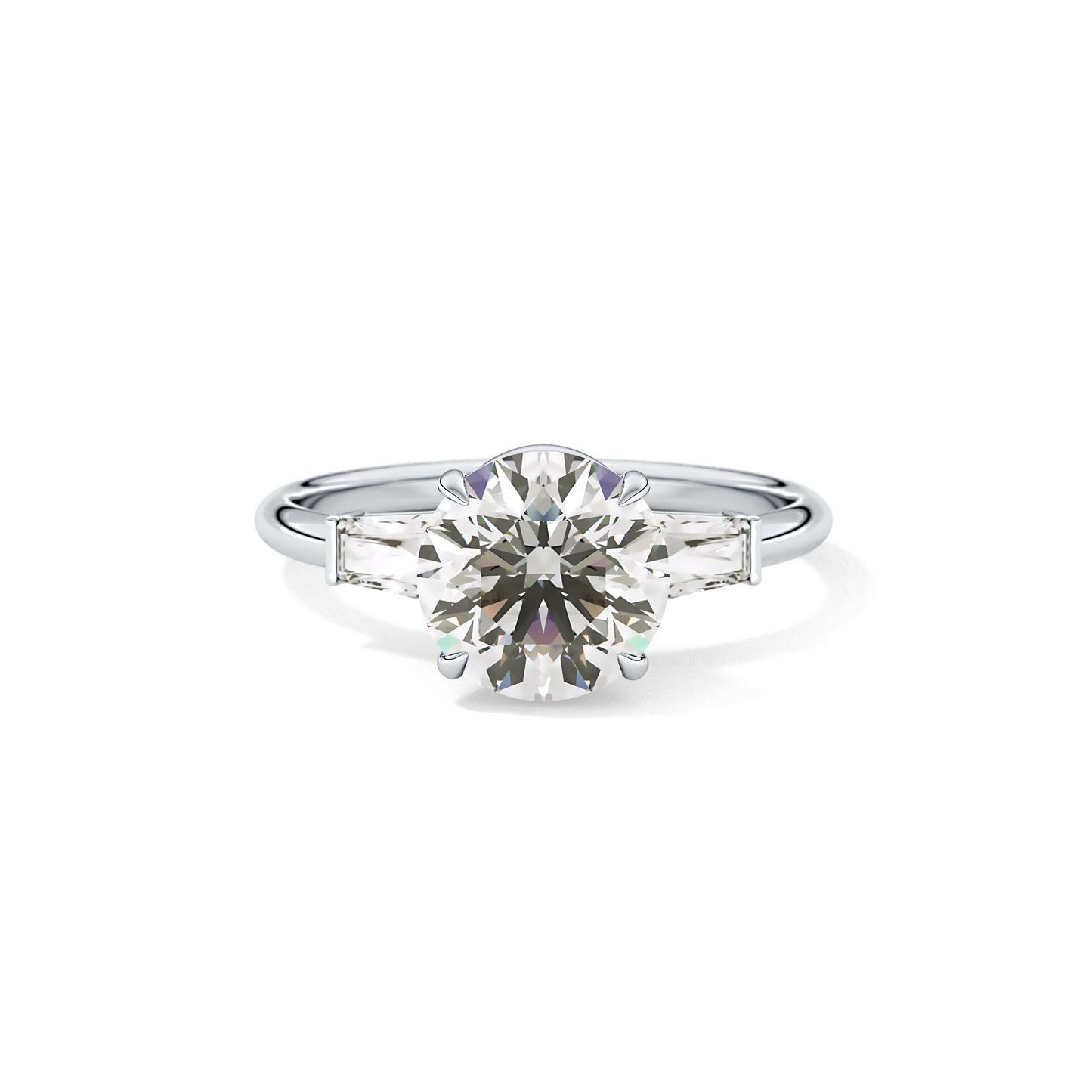 Round Three Stone Lab Grown Diamond Engagement Ring