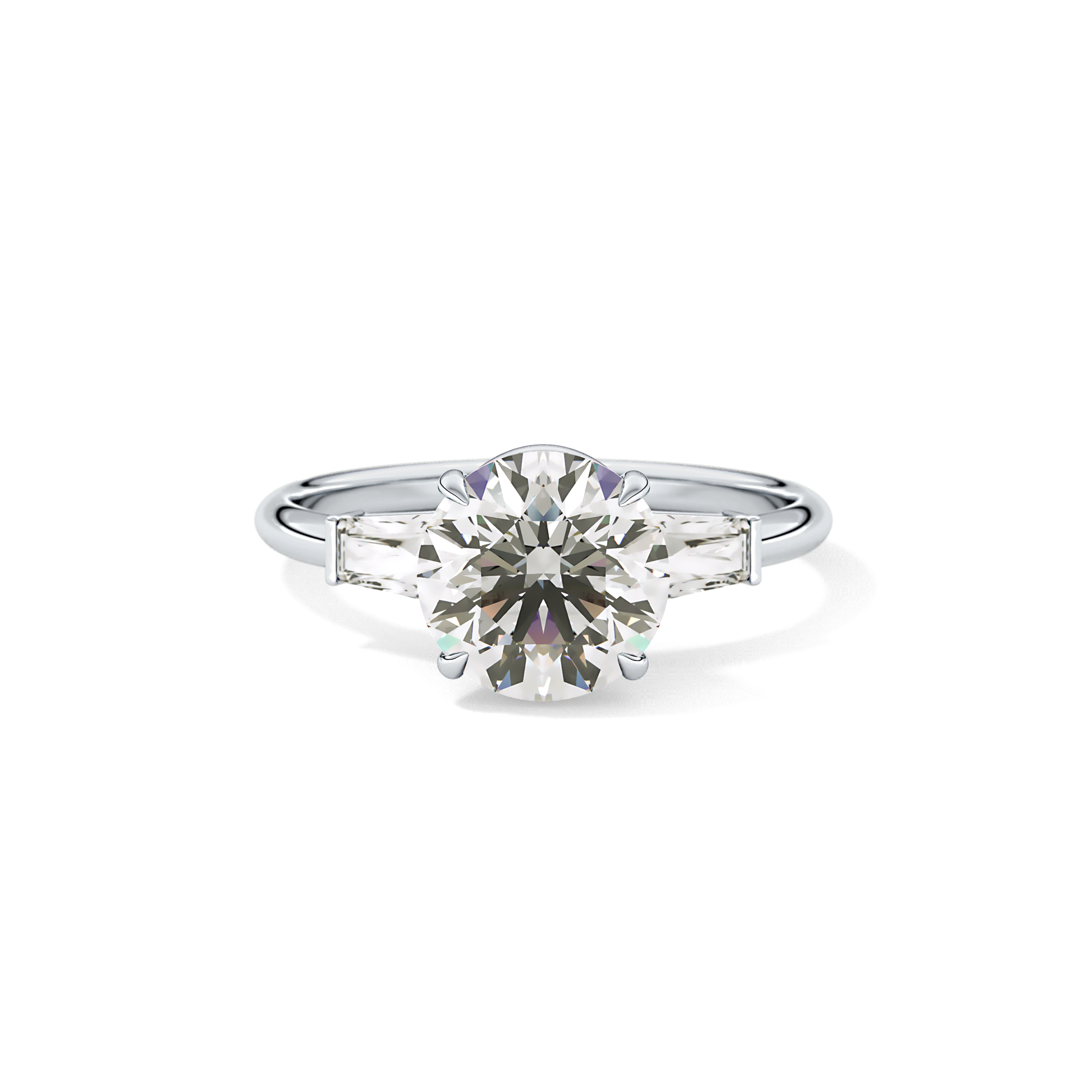 Round Three Stone Lab Grown Diamond Engagement Ring