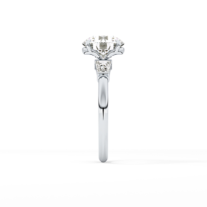 Round Three Stone Lab Grown Diamond Engagement Ring