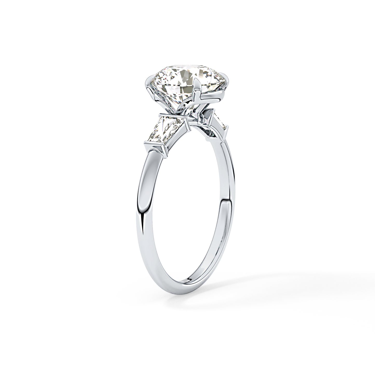 Round Three Stone Lab Grown Diamond Engagement Ring