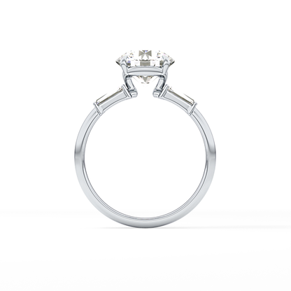 Round Three Stone Lab Grown Diamond Engagement Ring