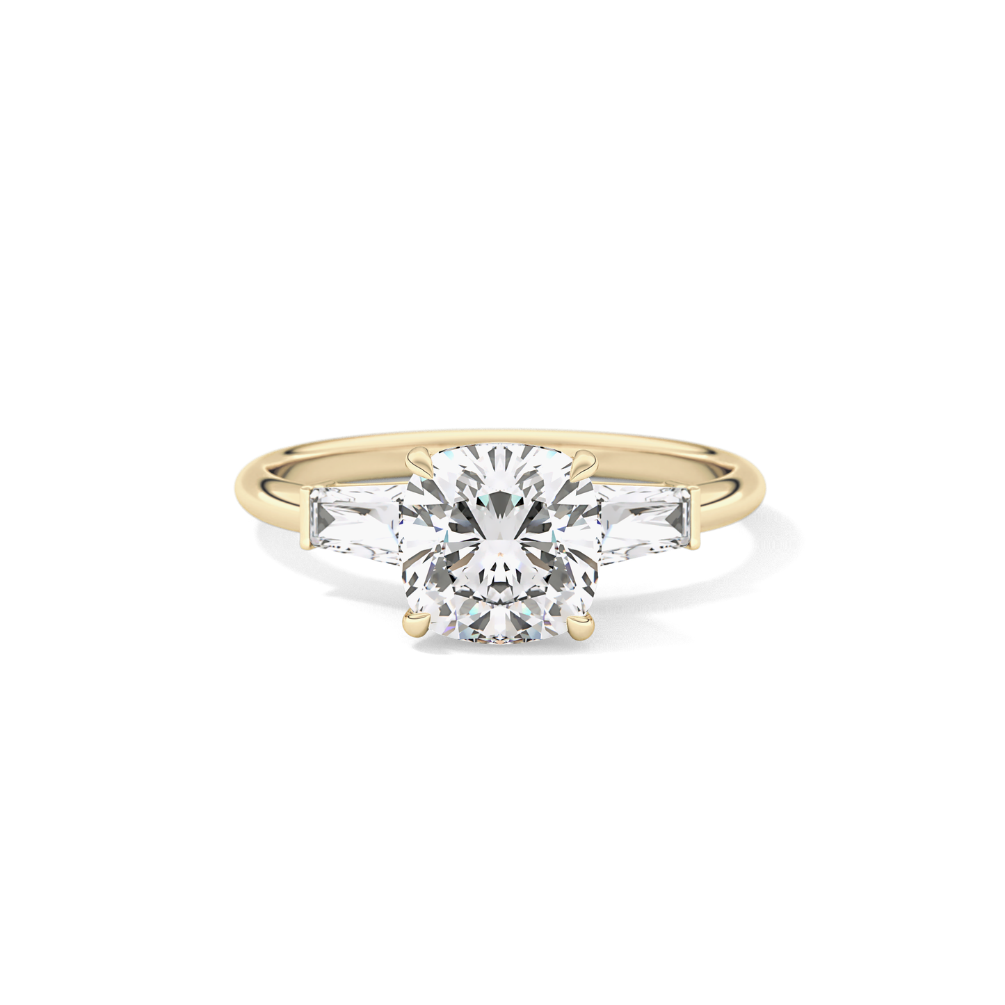 Cushion Three Stone Lab Grown Diamond Engagement Ring