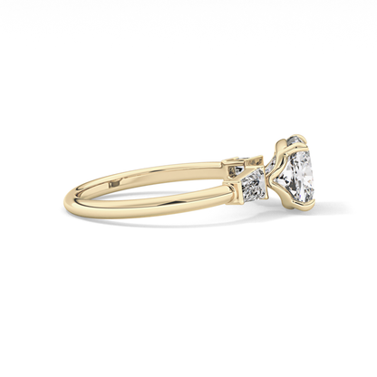 Cushion Three Stone Lab Grown Diamond Engagement Ring