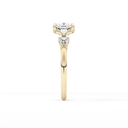 Cushion Three Stone Lab Grown Diamond Engagement Ring