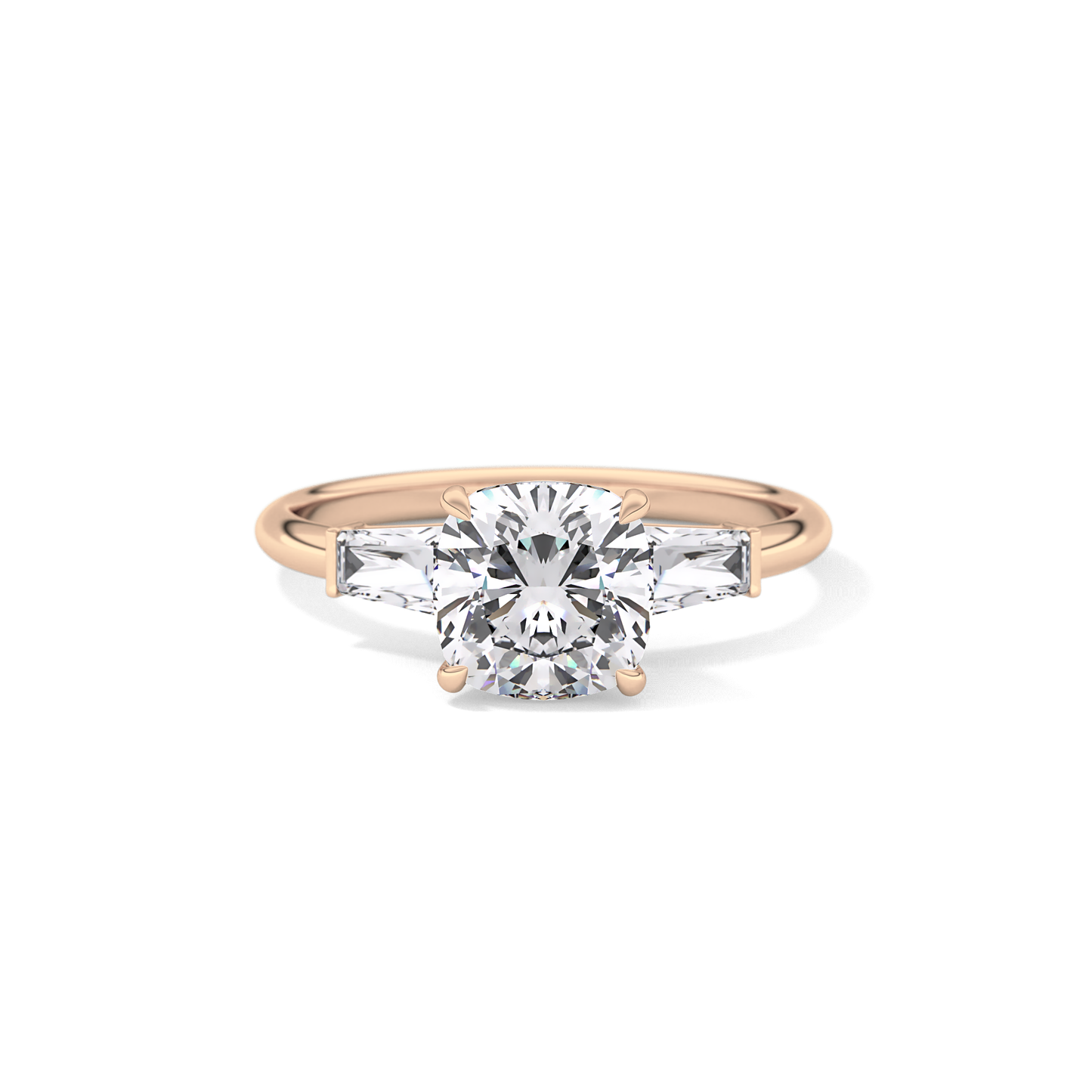 Cushion Three Stone Lab Grown Diamond Engagement Ring