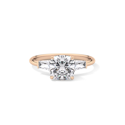 Cushion Three Stone Lab Grown Diamond Engagement Ring