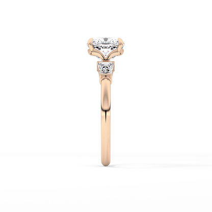 Cushion Three Stone Lab Grown Diamond Engagement Ring