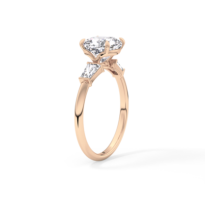 Cushion Three Stone Lab Grown Diamond Engagement Ring