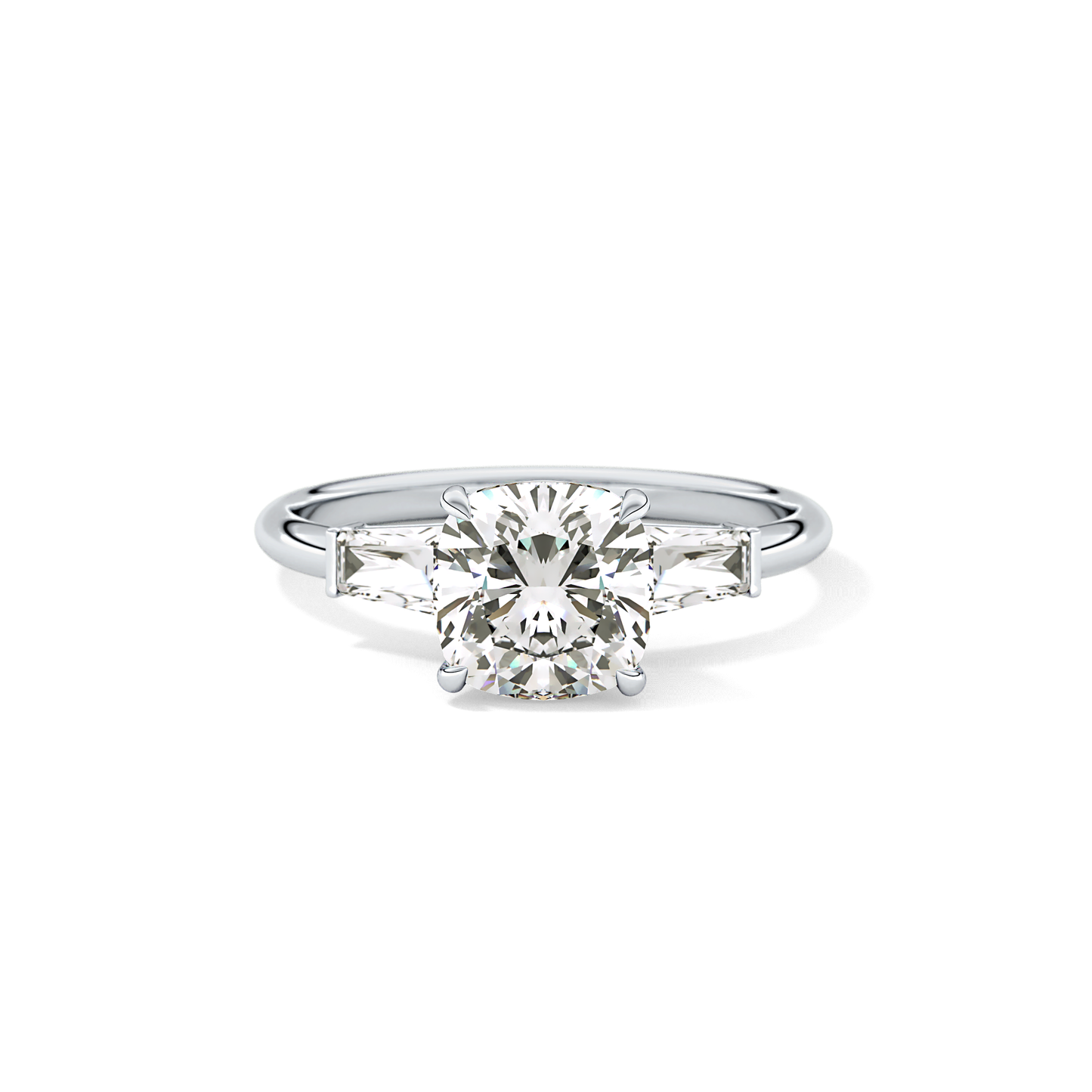 Cushion Three Stone Lab Grown Diamond Engagement Ring