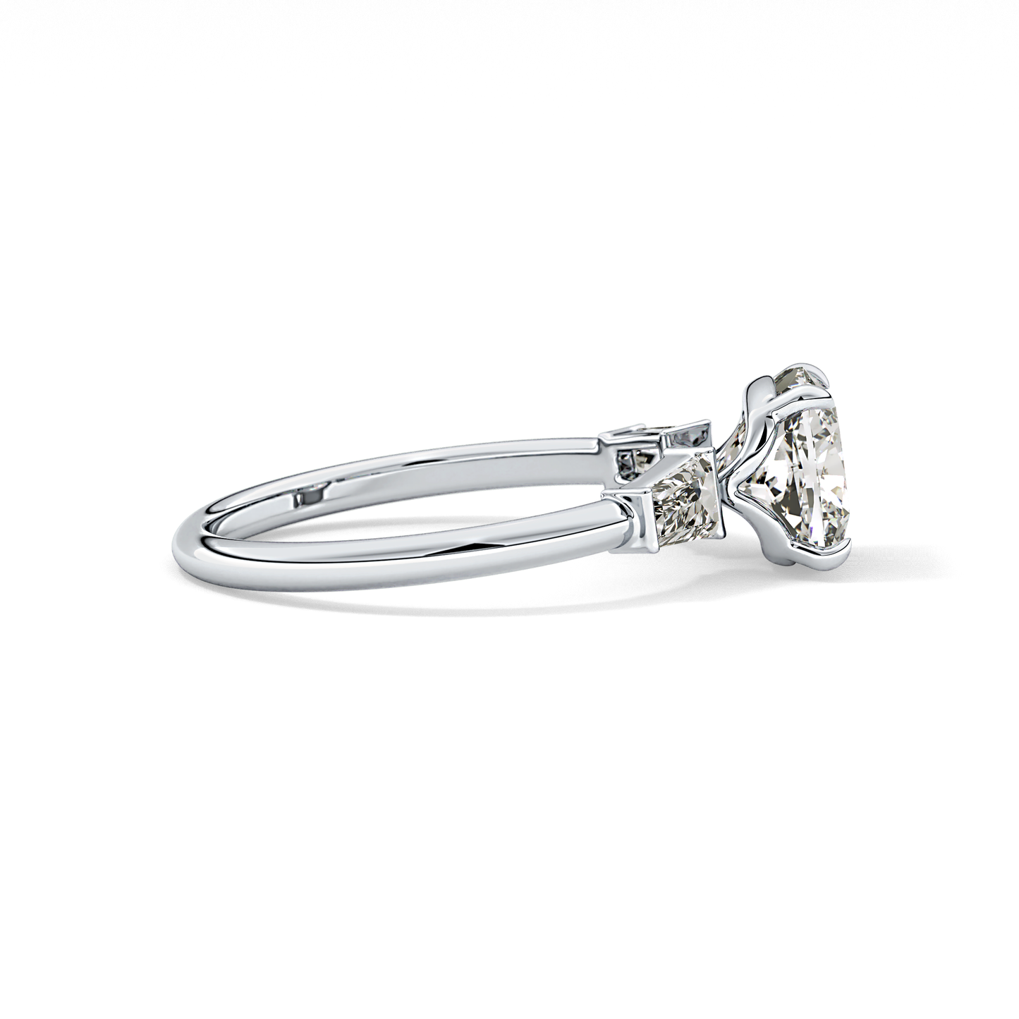 Cushion Three Stone Lab Grown Diamond Engagement Ring