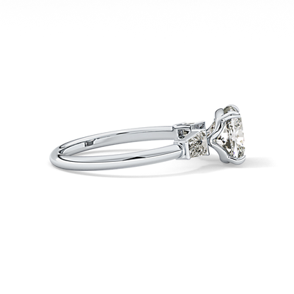 Cushion Three Stone Lab Grown Diamond Engagement Ring