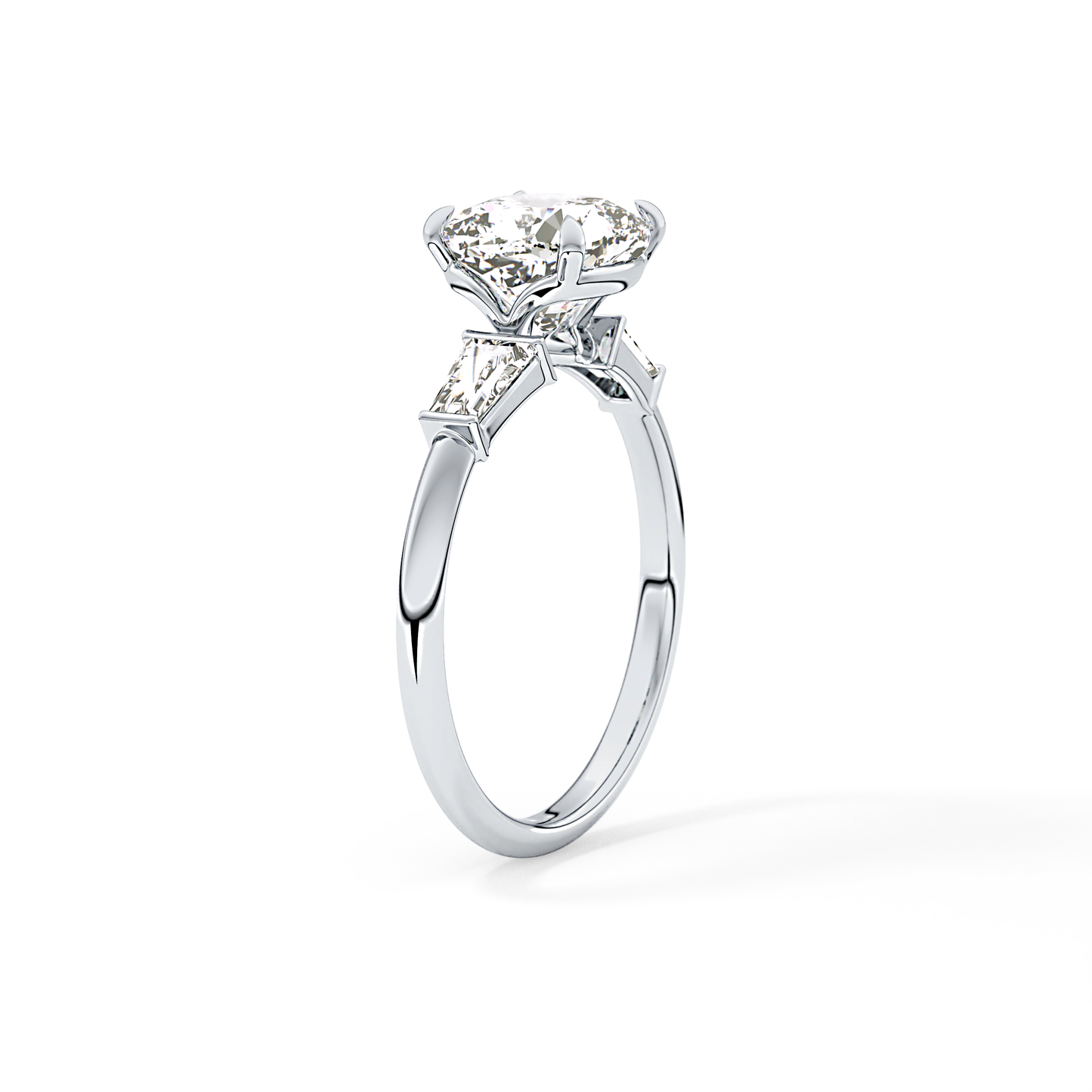 Cushion Three Stone Lab Grown Diamond Engagement Ring