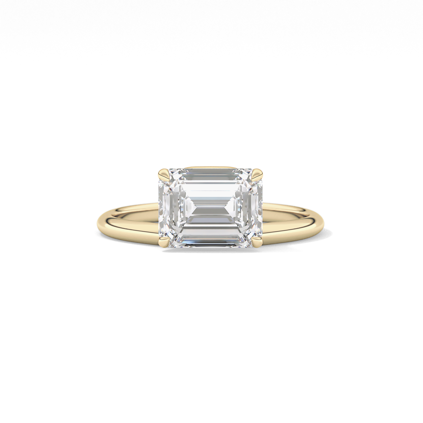 East West Emerald Solitaire Lab Grown Diamond Engagement Ring