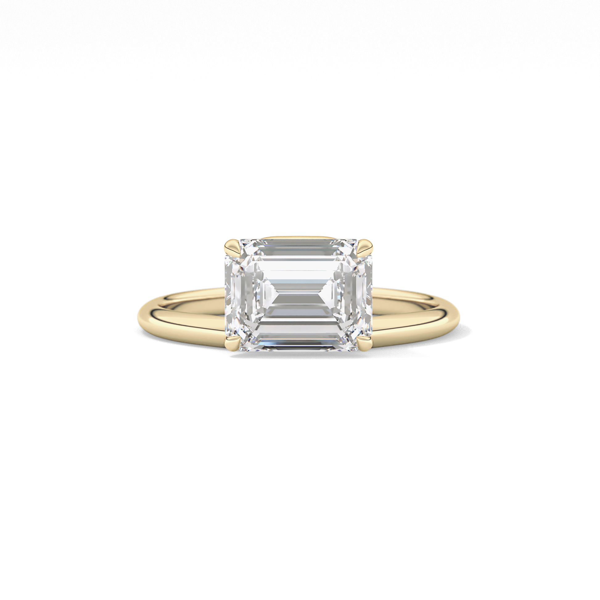 East West Emerald Solitaire Lab Grown Diamond Engagement Ring