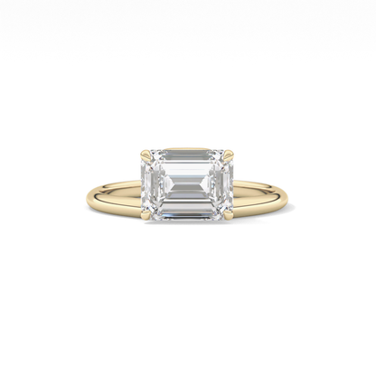East West Emerald Solitaire Lab Grown Diamond Engagement Ring