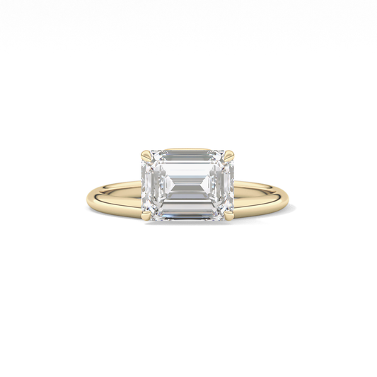 East West Emerald Solitaire Lab Grown Diamond Engagement Ring
