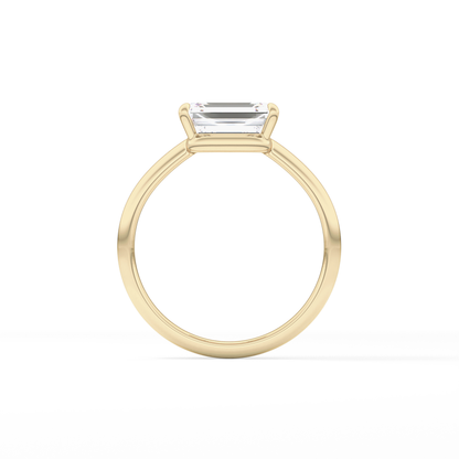 East West Emerald Solitaire Lab Grown Diamond Engagement Ring