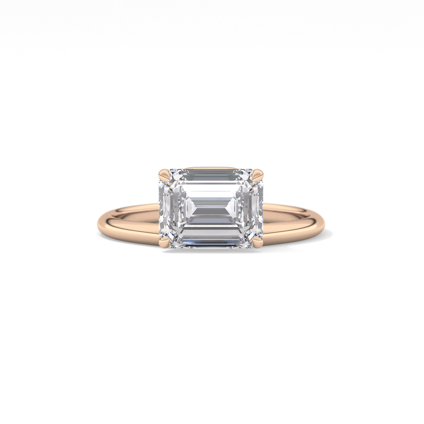 East West Emerald Solitaire Lab Grown Diamond Engagement Ring